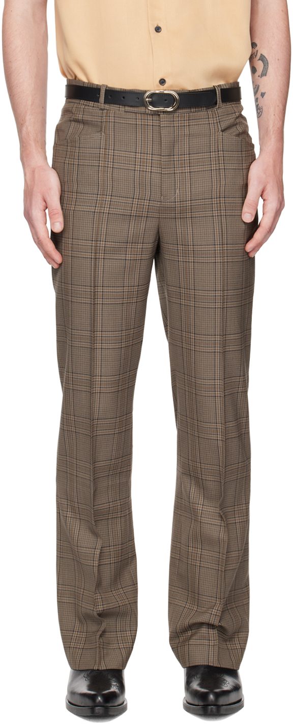 Ernest W Baker Beige Check Trousers In Beige&brown Check