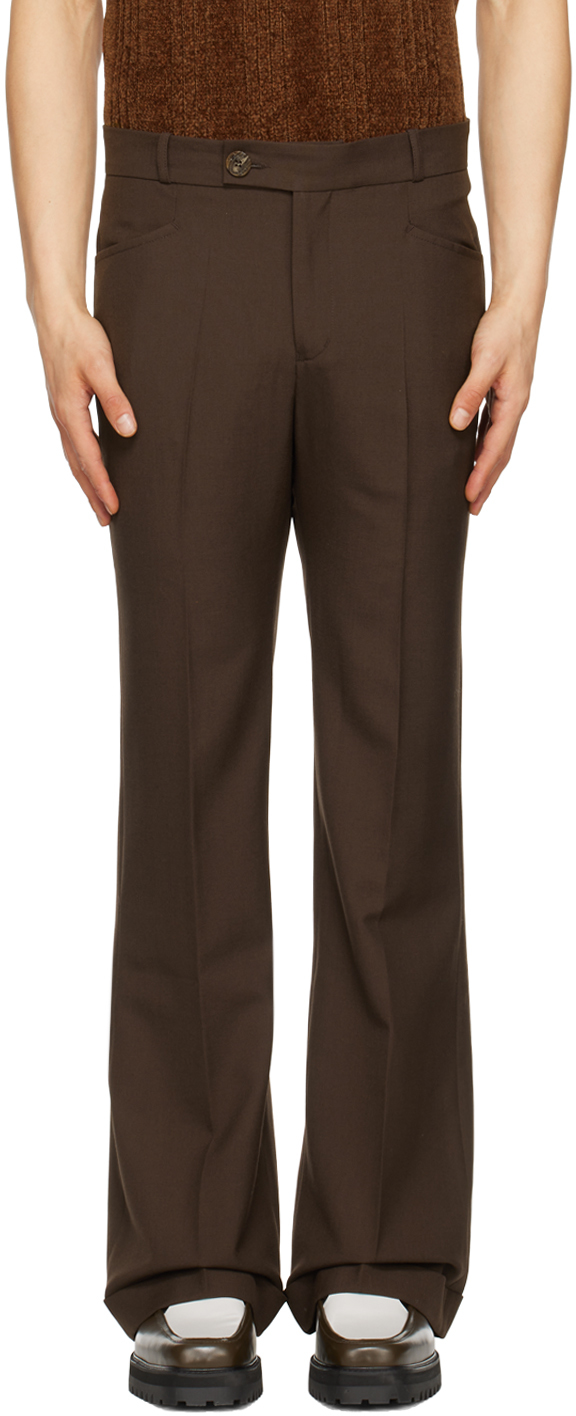 Ernest W. Baker: Brown Cuffed 70s Trousers | SSENSE