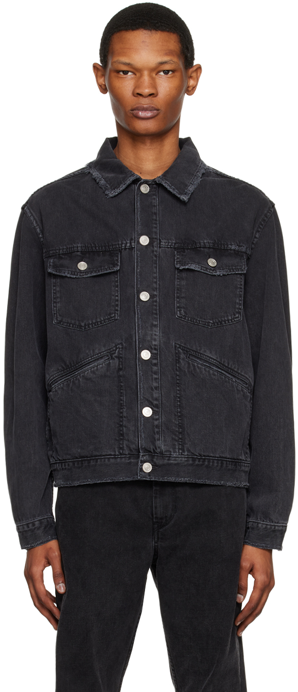 Isabel Marant Jango Logo-embroidered Faded Denim Jacket In 02fk Faded Black