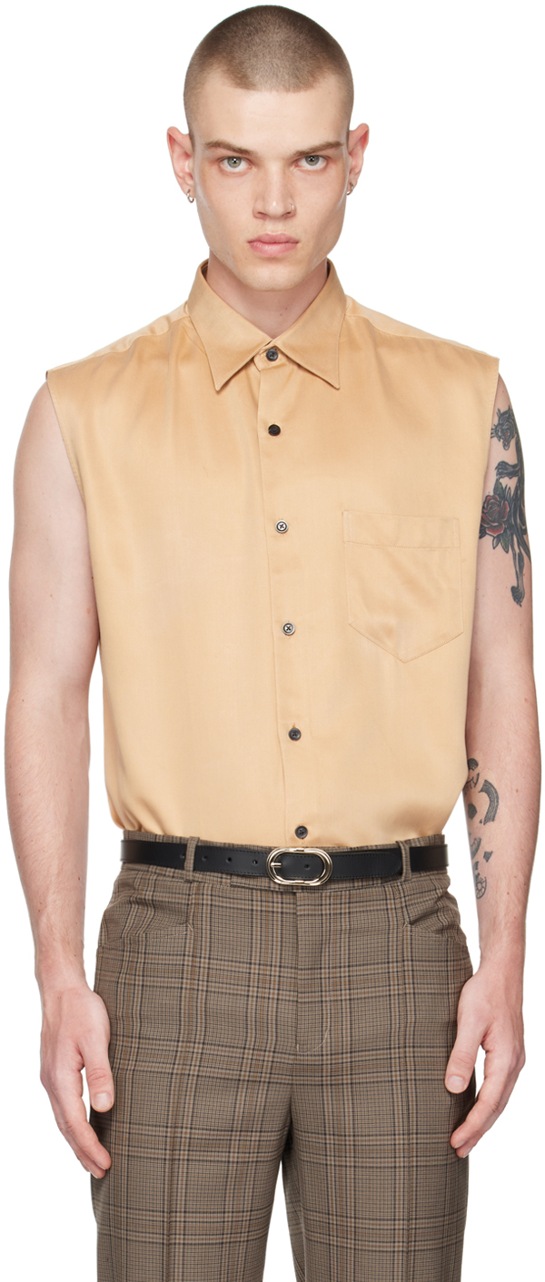 Beige Sleeveless Shirt