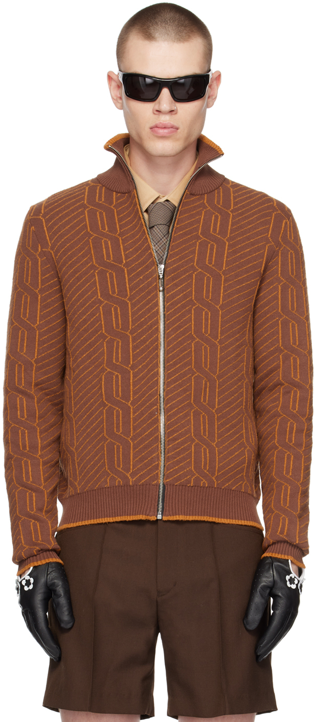 Ernest W Baker Brown Jacquard Sweater