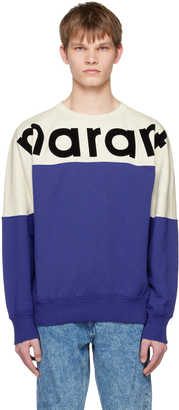 Isabel Marant White And Blue Cotton Sweatshirt