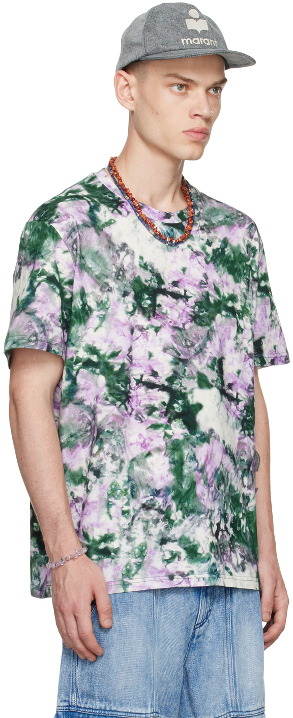 Isabel Marant Multicolor Honore Techno T-shirt In Grpk Green/pink