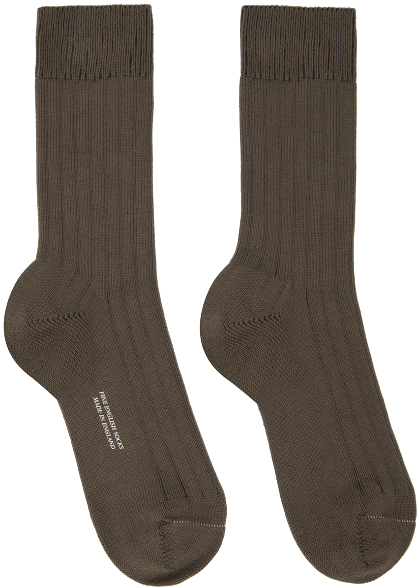 Margaret Howell Brown Rib Socks