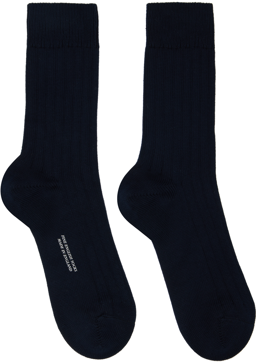 Margaret Howell Navy Rib Socks