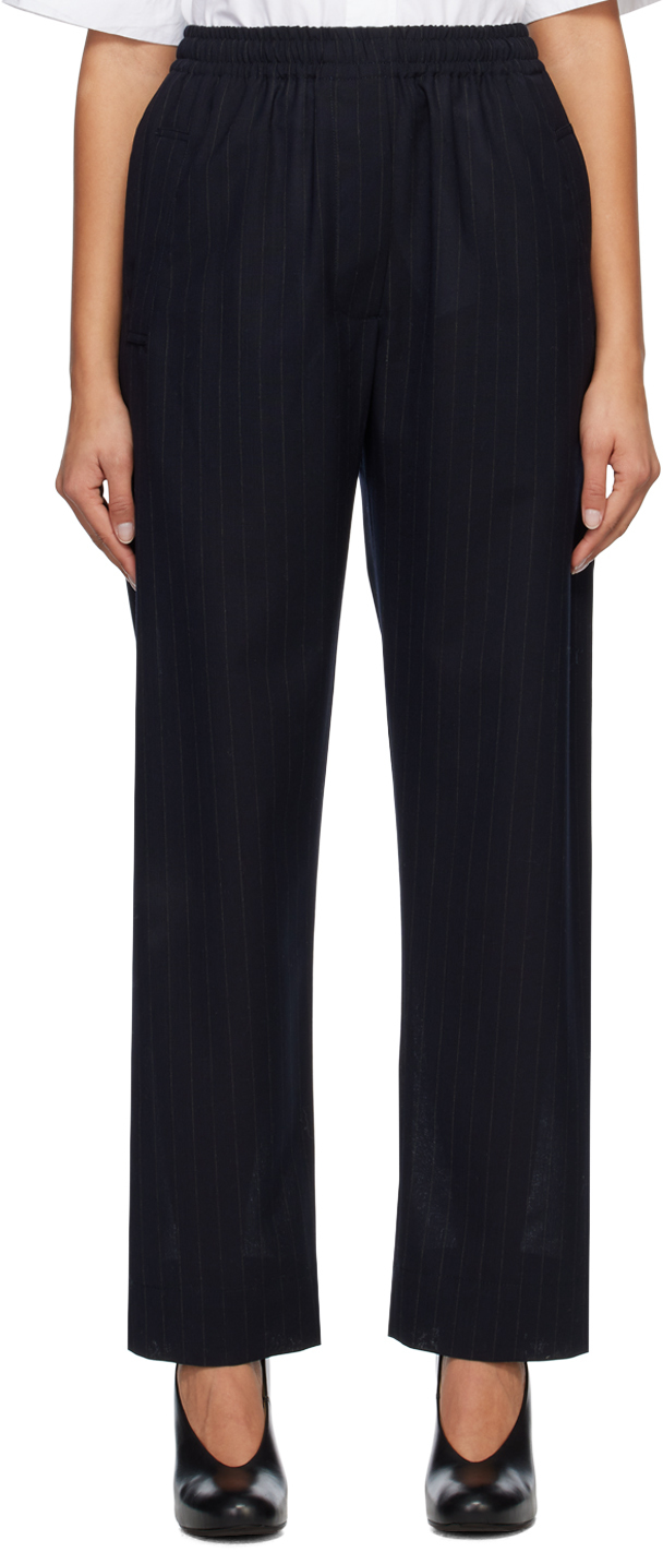 Navy Pinstriped Trousers