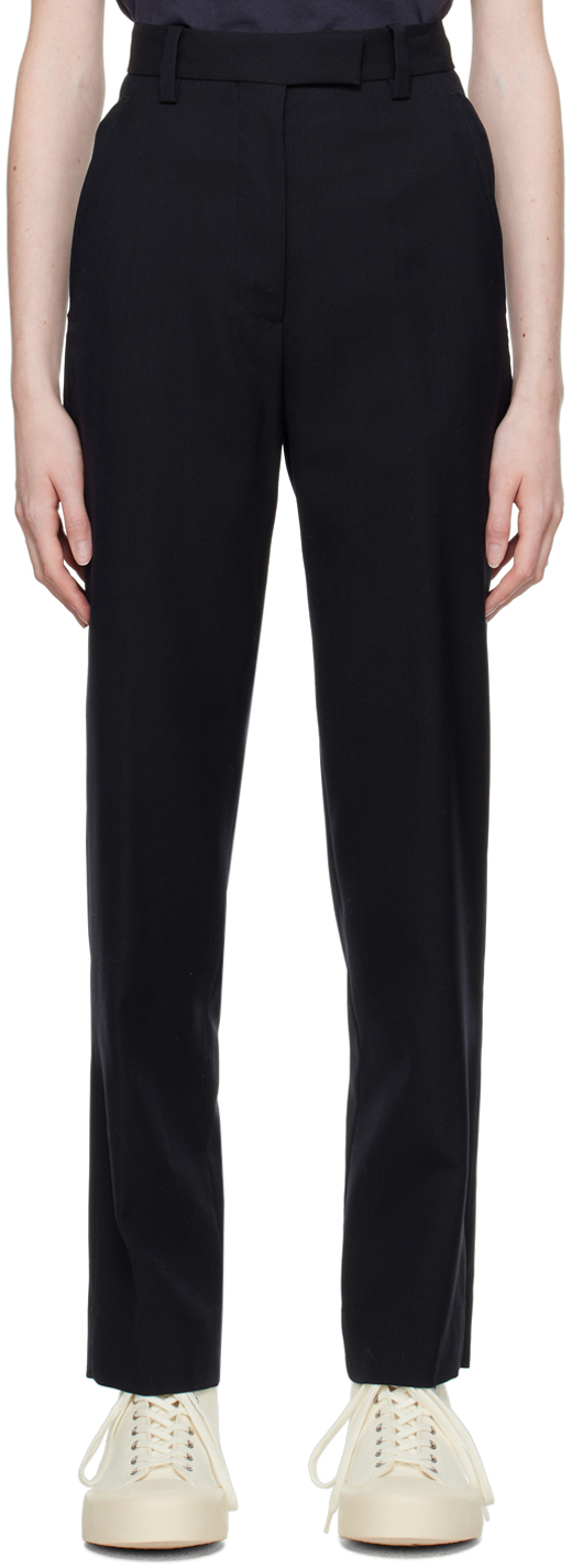 Margaret Howell Black Tapered Trousers In Ink