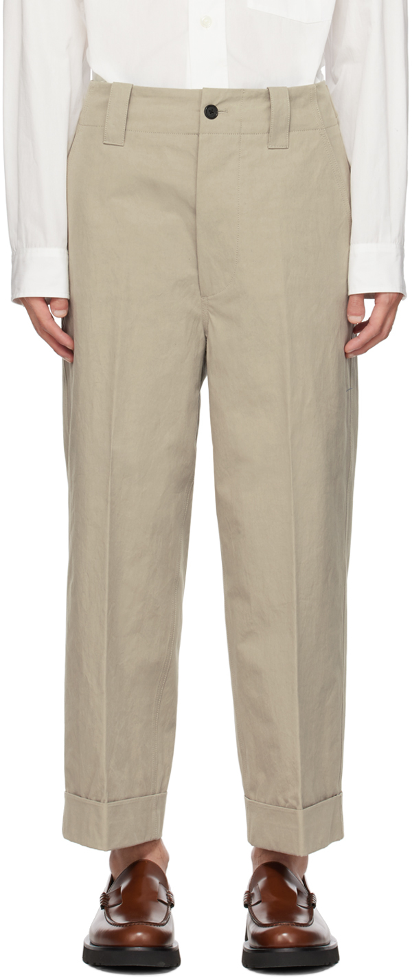 Margaret Howell Taupe Cropped Trousers In Putty