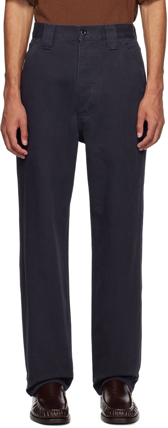 Navy Dropped Pocket Trousers