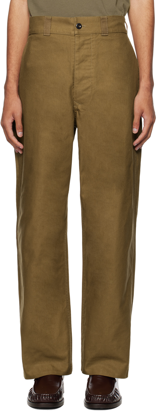 Khaki Firemans Trousers by MHL by Margaret Howell on Sale