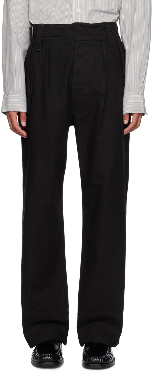 Mhl By Margaret Howell Black Side Cinch Trousers