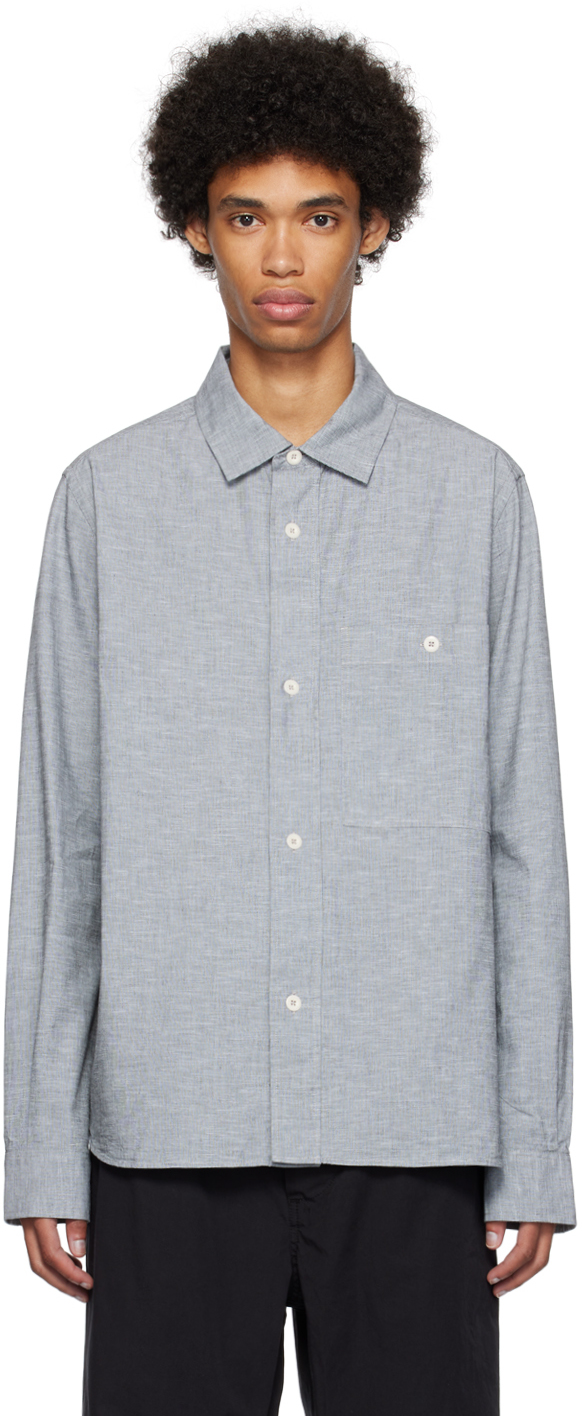 Mhl By Margaret Howell Blue Overall Shirt In Dusty Blue