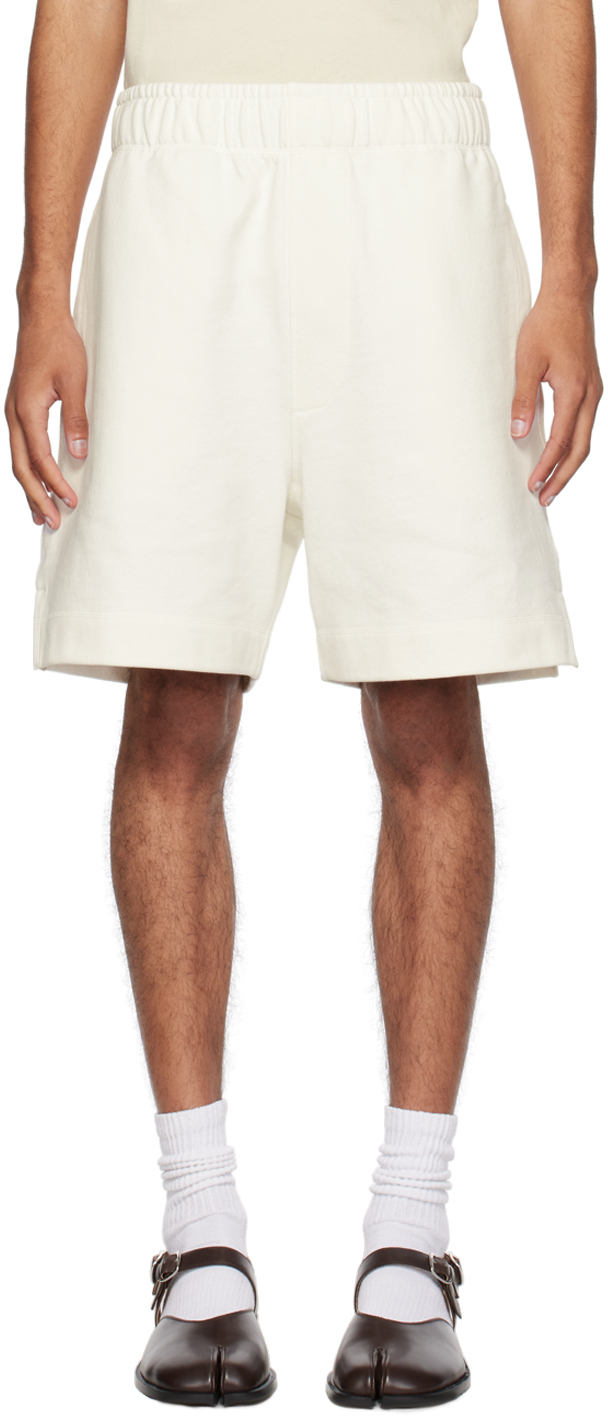 Mhl By Margaret Howell Off-white Flatlock Shorts In Off White