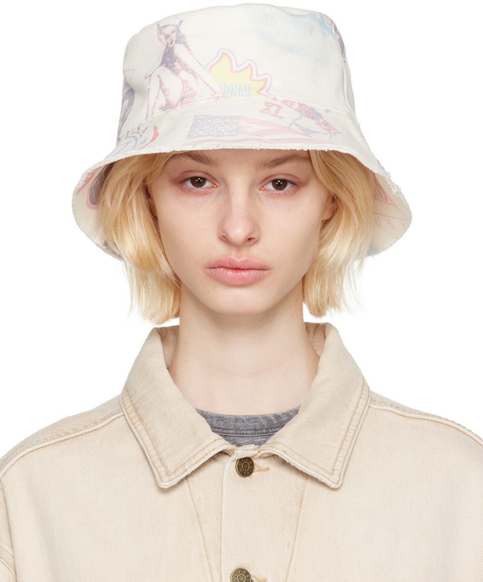 GUESS USA Off-White Printed Bucket Hat