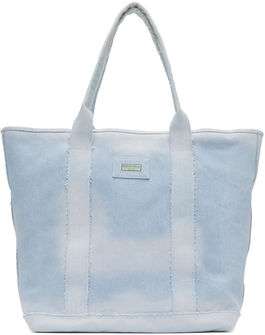 GUESS USA: Blue Faded Denim Tote