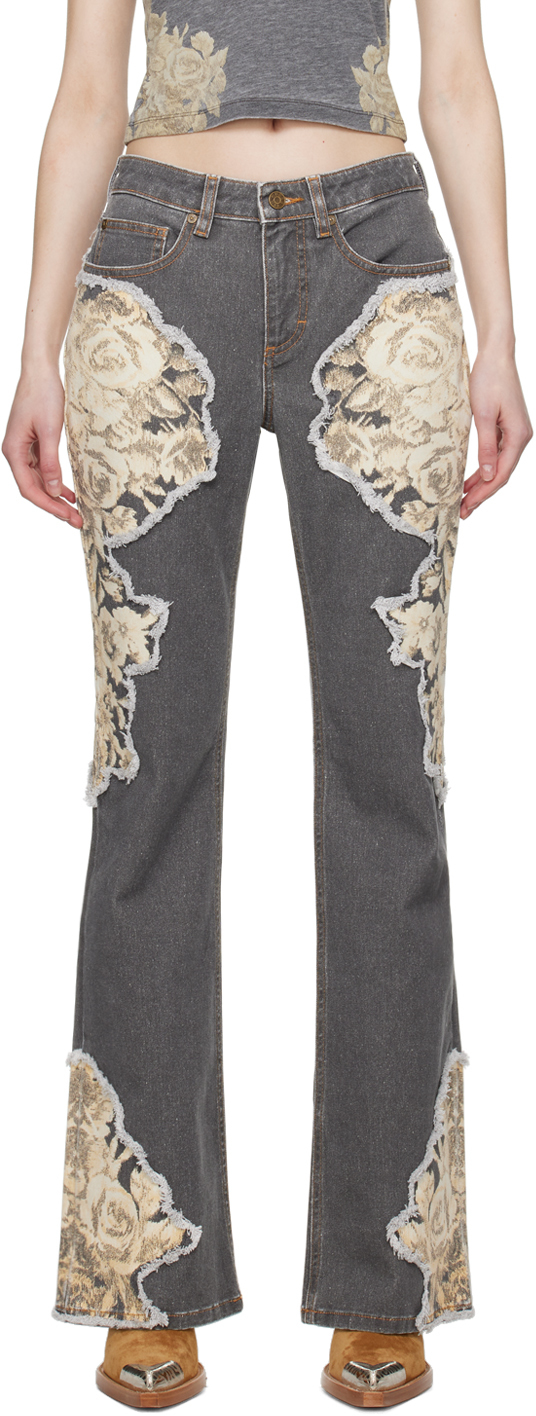 Gray Floral Jeans by GUESS on