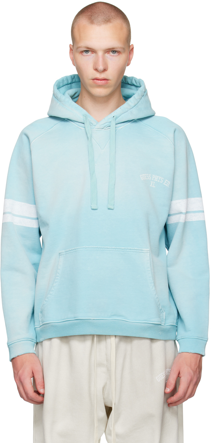 Guess Usa Blue Relaxed Hoodie In New Pool Blue