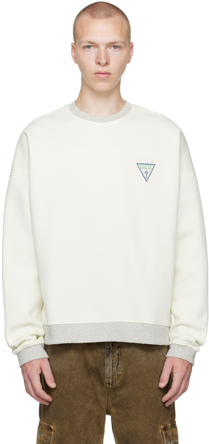 Guess Usa Off-white Relaxed Sweatshirt In Alabaster White