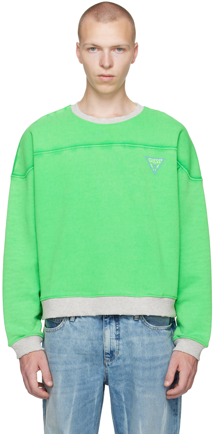 Shop Guess Usa Green Relaxed Sweatshirt In Jade Sea