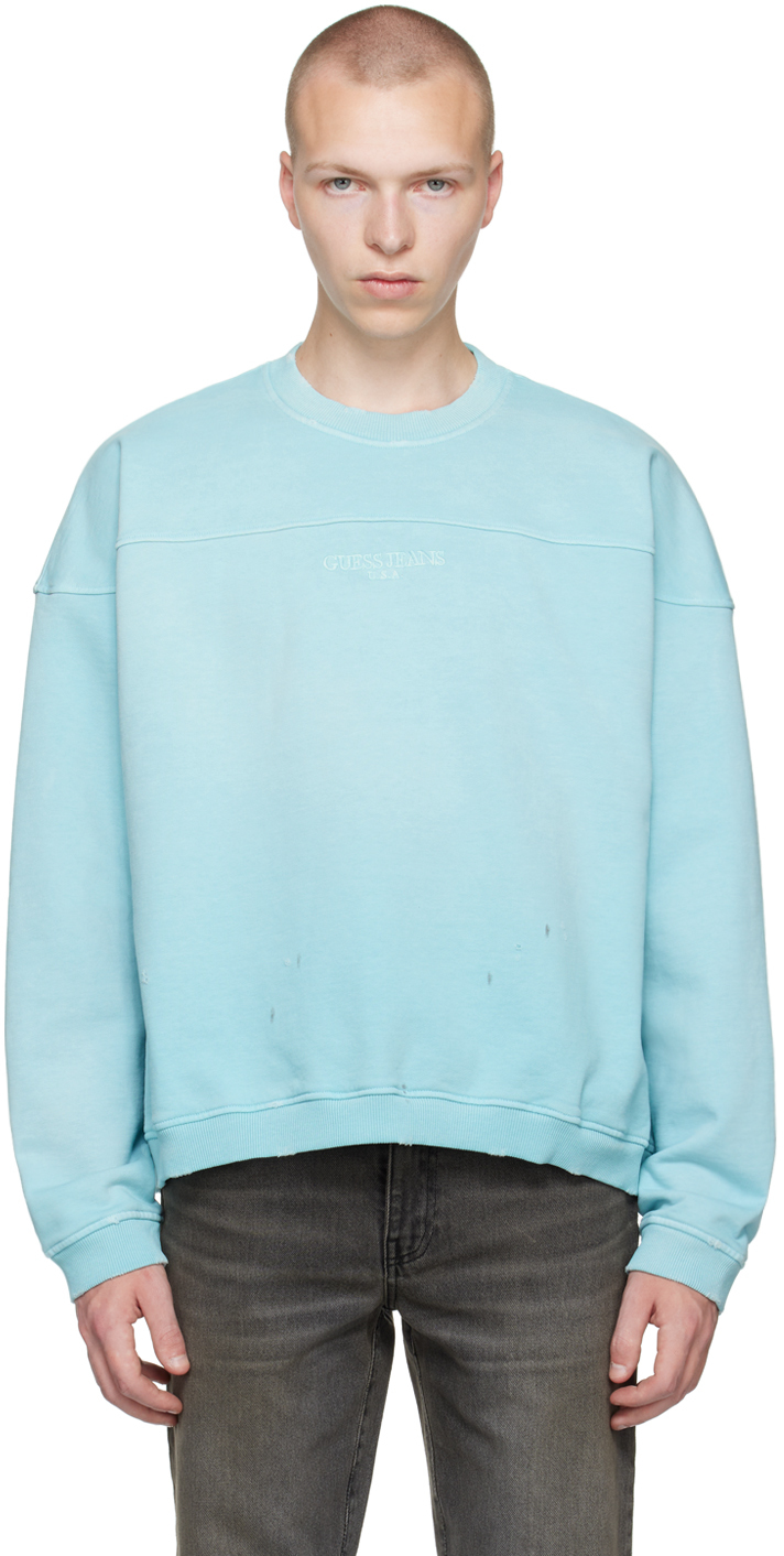 Guess Usa Blue Relaxed Sweatshirt In New Pool Blue