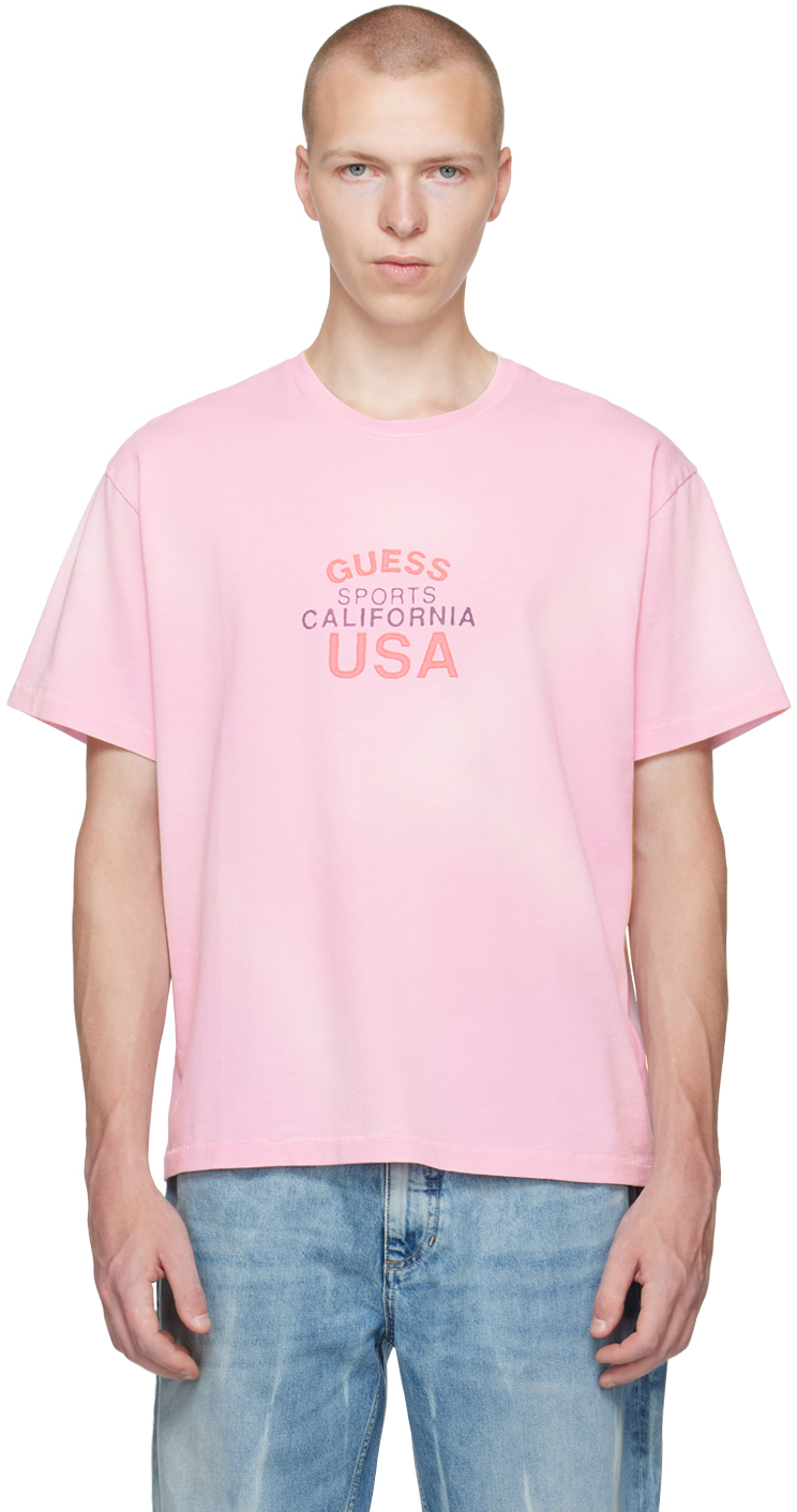 Guess Usa Faded Graphic T-shirt In Pink