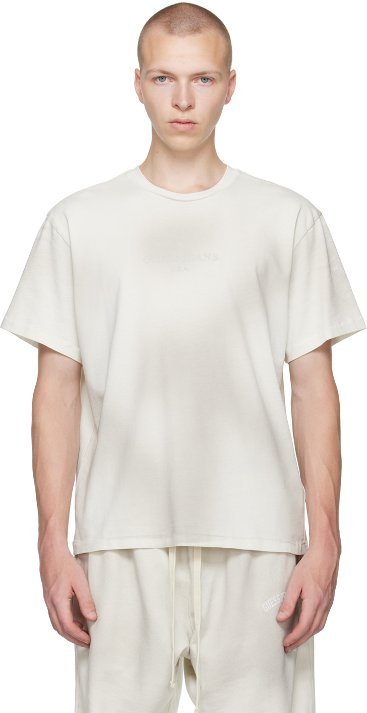 Shop Guess Usa Off-white Vintage T-shirt In Alabaster White