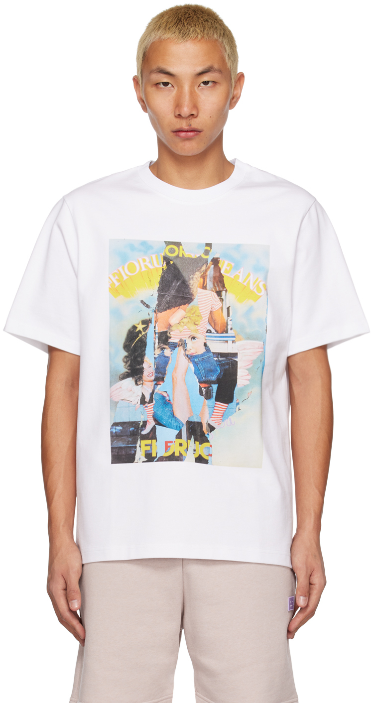 Fiorucci White Graphic Poster Wall T-Shirt