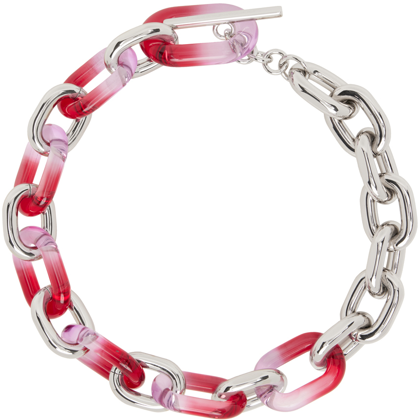 Paco Rabanne Xl Link Resin Collar Necklace In Red