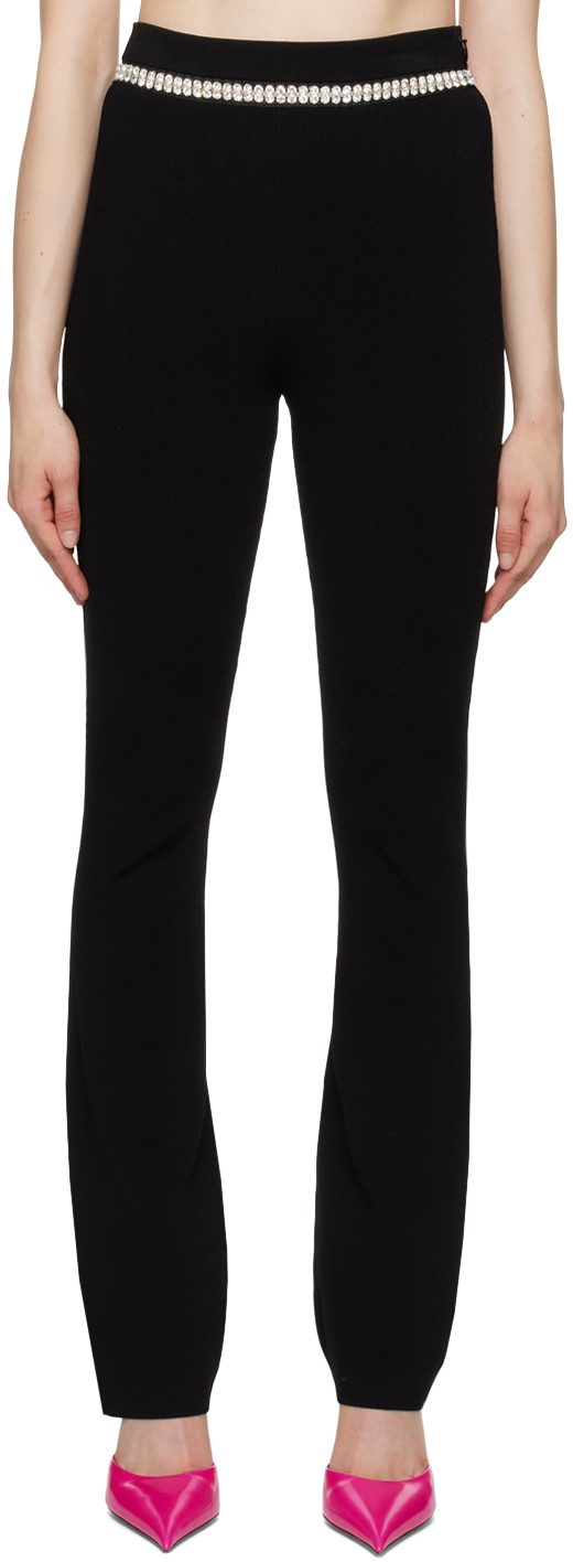 Shop Rabanne Black Crystal-cut Trousers In P001 Black