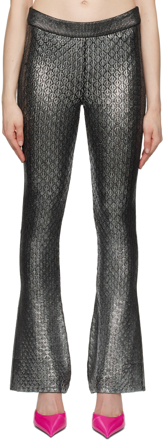 Rabanne High Waist Flared Trousers In Silver