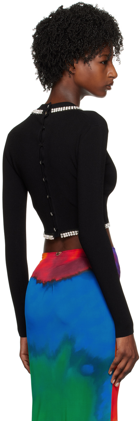 Rabanne Embellished Crop Top In P001 Black