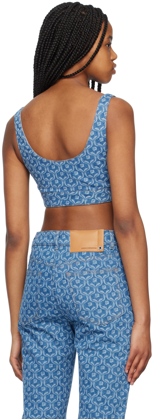 RABANNE BLUE PRINTED DENIM TOP 