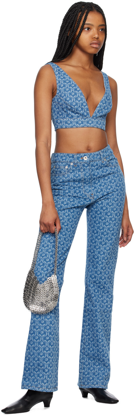 RABANNE BLUE PRINTED DENIM TOP 