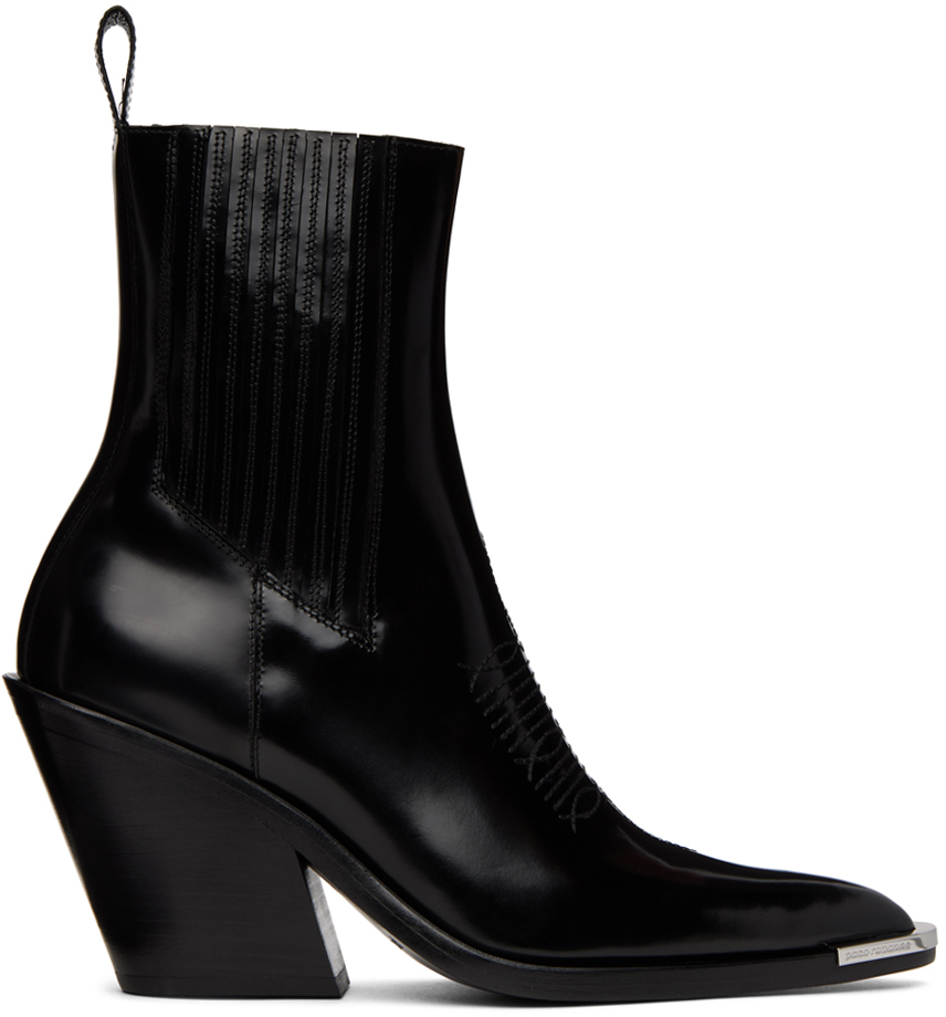 RABANNE BLACK LEATHER CHELSEA BOOTS