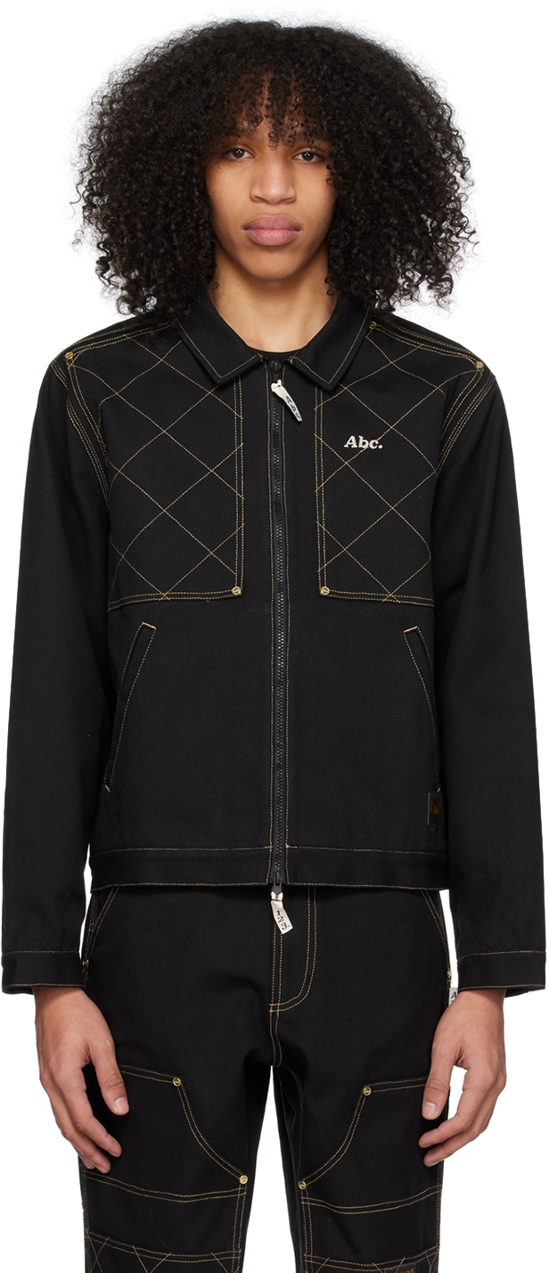 Advisory Board Crystals Black Contrast Stitch Jacket In Anthracite Black