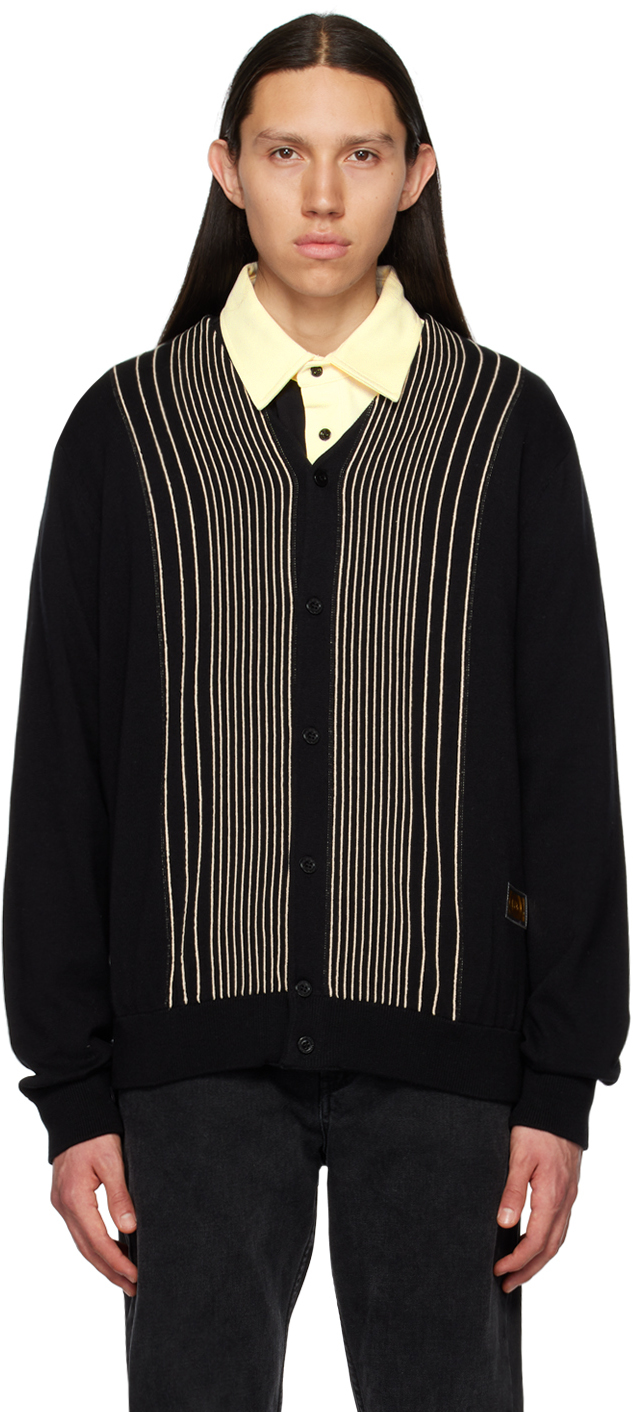 Advisory Board Crystals: Black Vertical Stripe Cardigan | SSENSE Canada