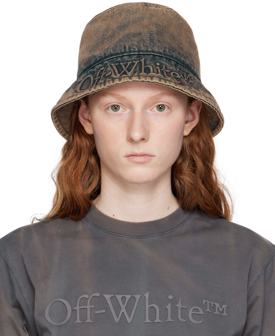 Tan Bookish Denim Bucket Hat by Off-White on Sale