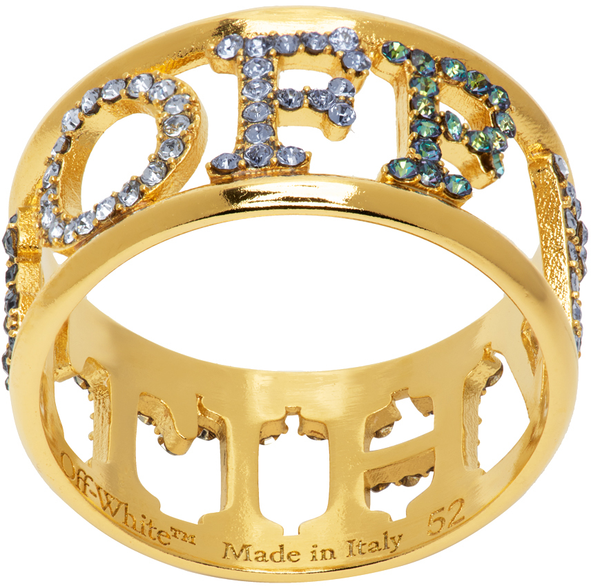 Off-White Gold Logo Pavé Ring