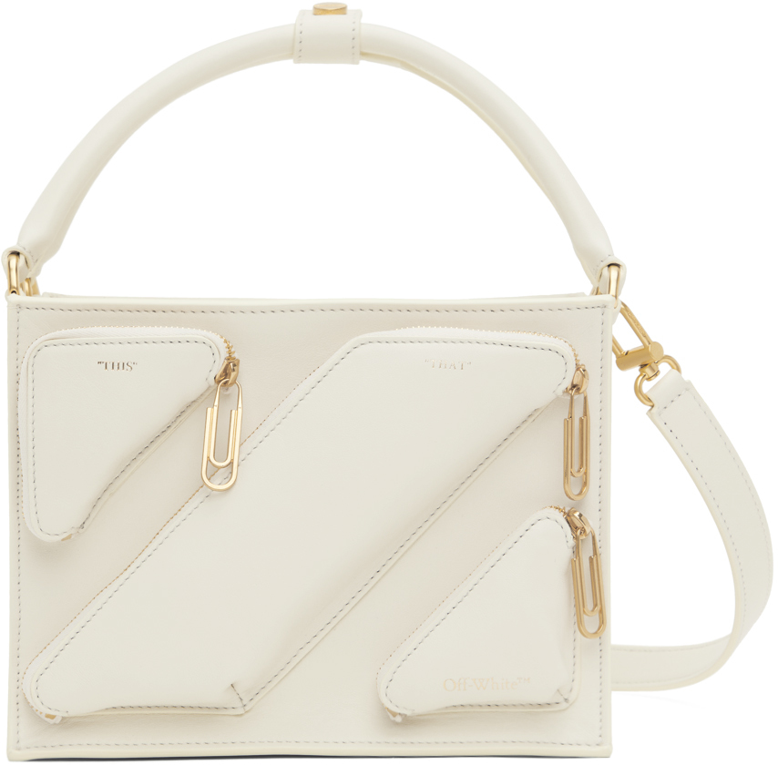 Off-white Beatbox Small Zip Leather Shoulder Bag In Nude