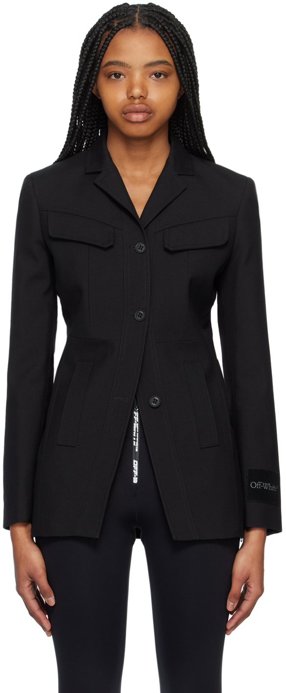 Off-white Off White Wool Single Breasted Jacket In Black