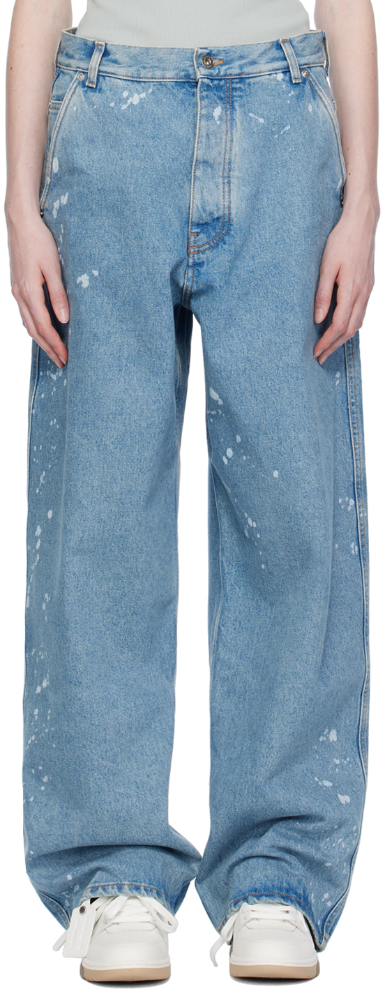 Off-White: Blue Tapered Jeans | SSENSE