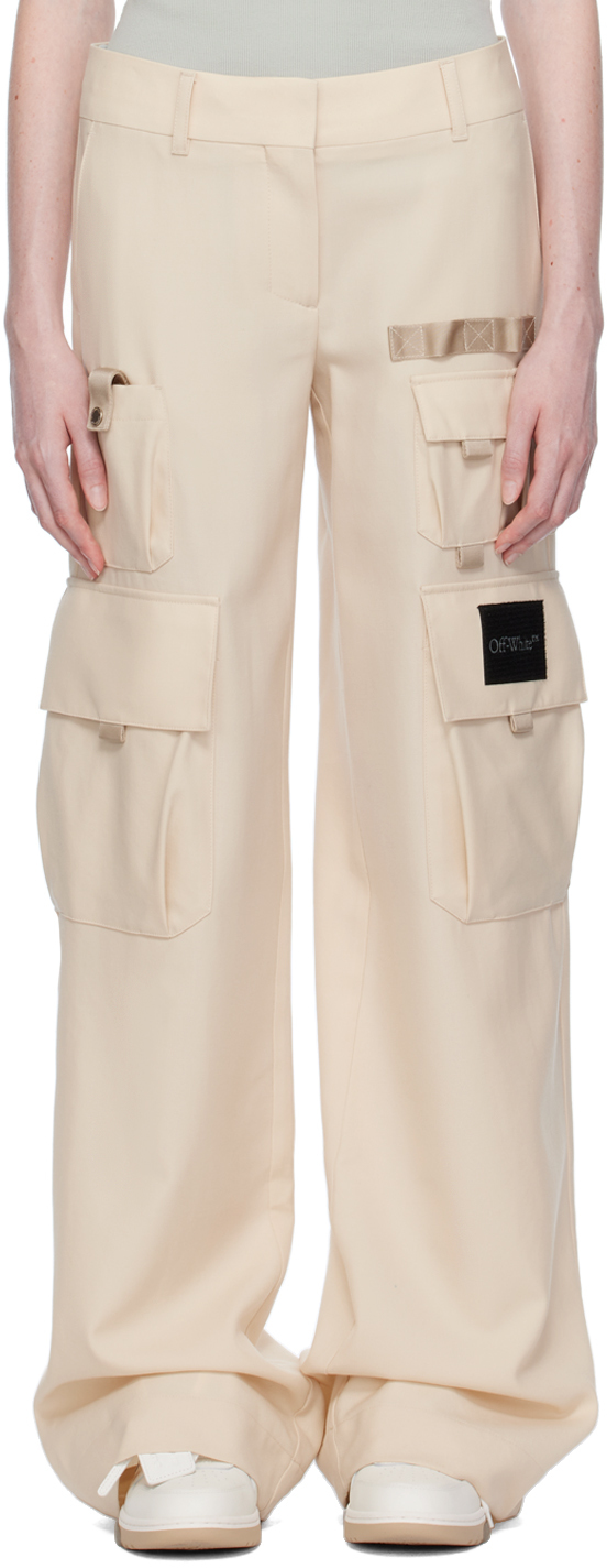 Shop Off-white Beige Toybox Trousers In Sand