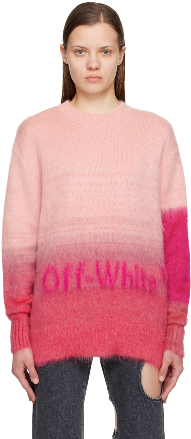 Off-white Helvetica Logo Mohair Sweater In Pink