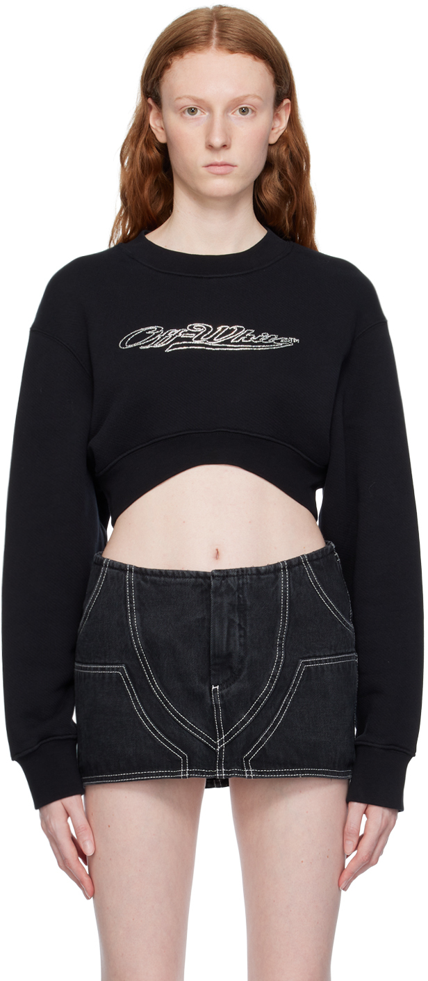 Off-white Bling Cropped Sweatshirt In Black/white