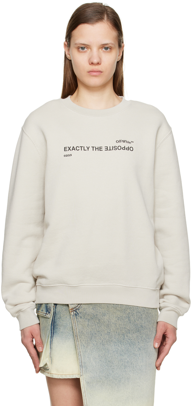 Off-White: Gray 'Exactly The Opposite' Sweatshirt | SSENSE Canada
