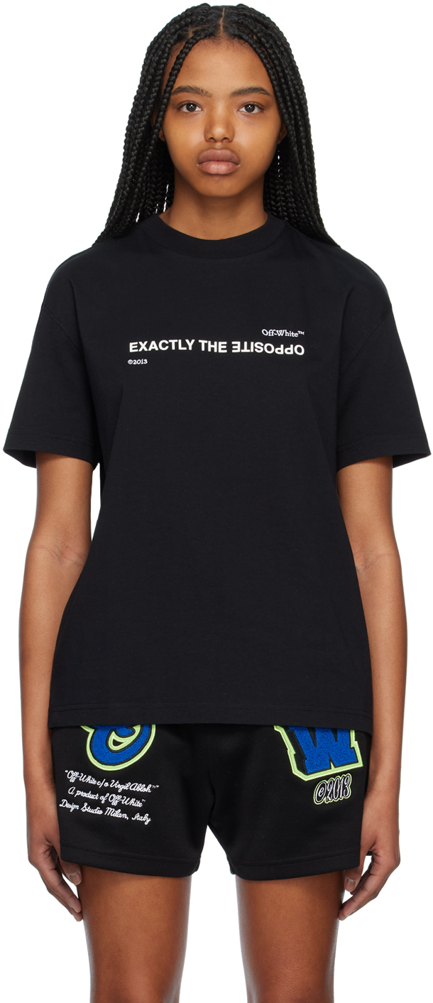 Ristede nøgle bagagerum Off-White: Black 'Exactly The Opposite' T-Shirt | SSENSE