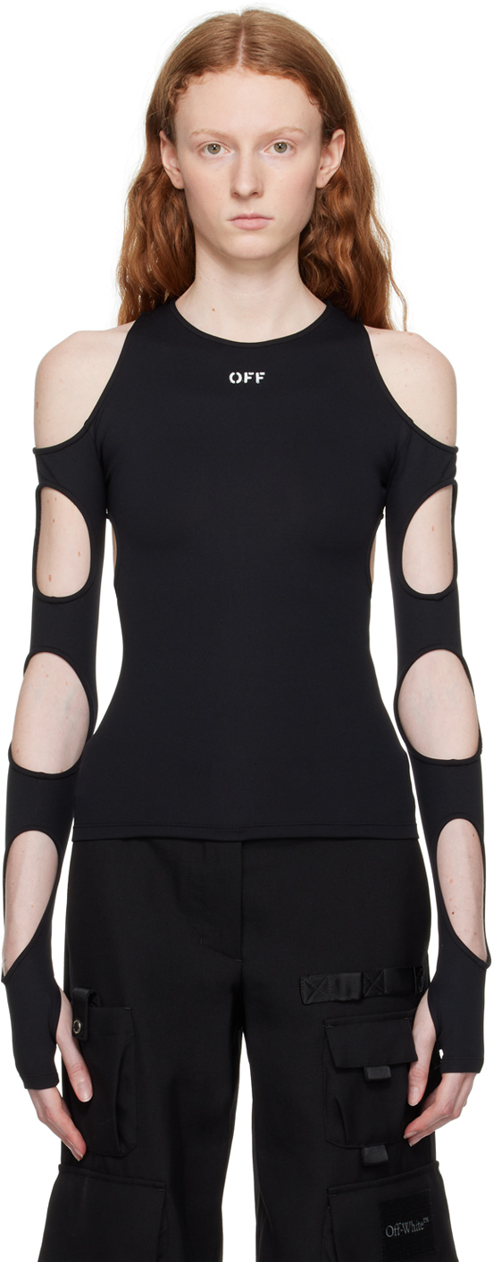 【関税込み】Off-White ブラック Sleek Holes 長袖トップス Off-Whiteのブラック Sleek Holes 長袖トップスがセール中