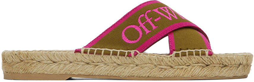 Off-white Bookish Criss Cross Sandals In Military