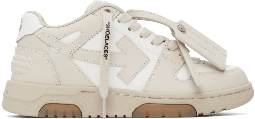 Shop Off-white White & Beige Out Of Office Sneakers In Beige/white