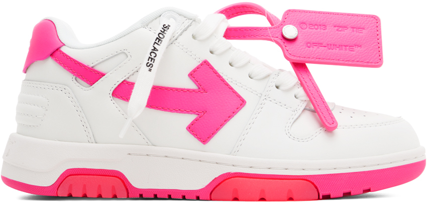 Off-white White & Pink Out Of Office Sneakers In White/fuchsia
